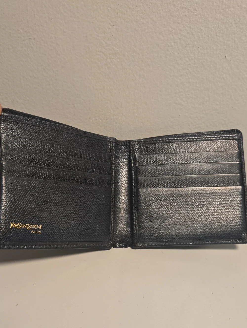 Saint Laurent Black Leather Card Holder with Gold YSL Emblem